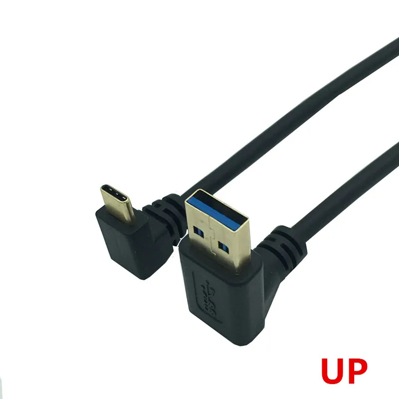 Chapado en oro de 90 grados HASTA Abajo del Ángulo USB 3.0 Macho a USB3.1 Tipo C Macho Arriba /Abajo Ángulo USB de Sincronización de Datos y Carga del Conector del Cable 0