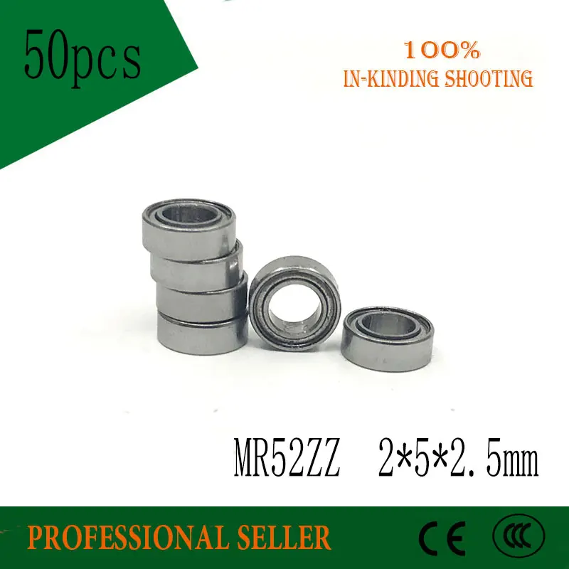 50PCS MR52ZZ 2X5X2.5mm P6 ABEC-3 Miniatura Cojinetes de rodamiento MR52ZZ 2*5*2.5 mm 0