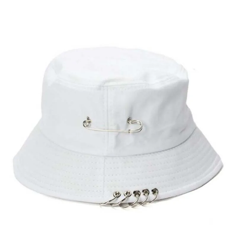 1PC Unisex Mujeres Hombres Sombrero de Cubo Pin Anillos Sombrero Gorras Sombreros de Verano Sólido Casual Sombreros para Mujer de la Moda Sombrero de Cubo 0