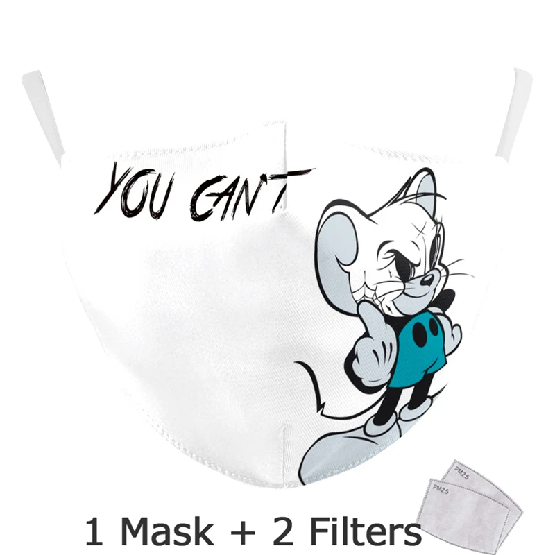 Disney Mickey Minnie Mouse, Donald Duck Mascarilla Con Filtros para Adultos al aire libre Anti Polvo PM2.5 Reutilizable Lavable De Dibujos Animados De La Boca De La Máscara 0