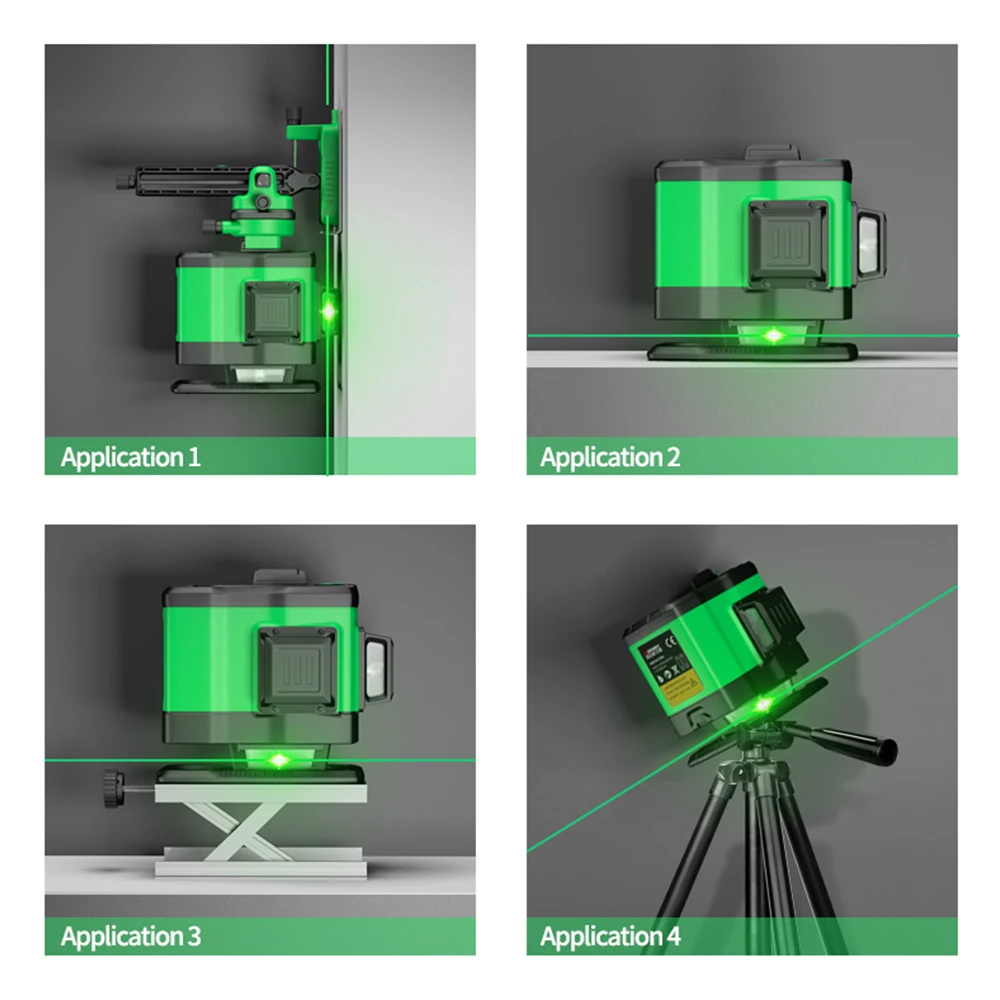 3D Auto-nivelación Láser Verde de Nivel 12 Líneas de 360 Láser de Nivelación de Dispositivo Herramientas de Construcción de Nivel de Trípode Instrumento de Líneas Cruzadas 0