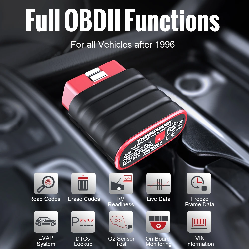 THINKCAR Bluetooth OBD2 Lector de Código de Thinkdriver Automotriz OBD 2 Herramienta de Diagnóstico Auto para iOS, Android Auto Scanner Automotriz ODB2 0
