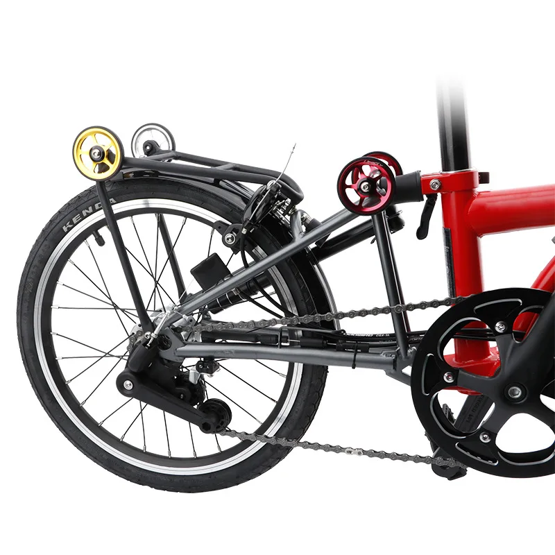 Bicicleta plegable Bastidor Trasero Easywheel 60 mm M6 parrillas de Carga Fácil de la Rueda De Bicicleta Plegable Brompton 0