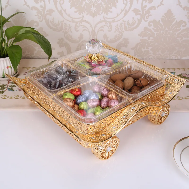 Arte del hierro y ackle productos de estilo Chino split cuadro de la casa de hierro de la boda de candy con cubierta de frutos secos caja de almacenamiento de alimentos 0
