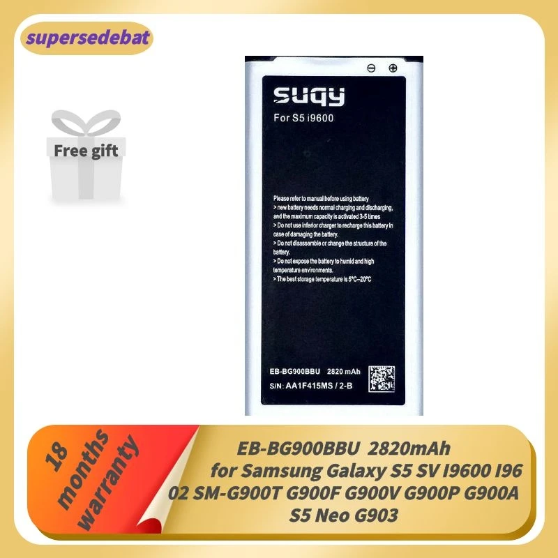 Supersedebat para el Galaxy S5 Batería para Samsung Galaxy S5 SV I9600 I9602 SM-G900T G900F G900V G900P G900A S5 Neo G903 Bateria 0