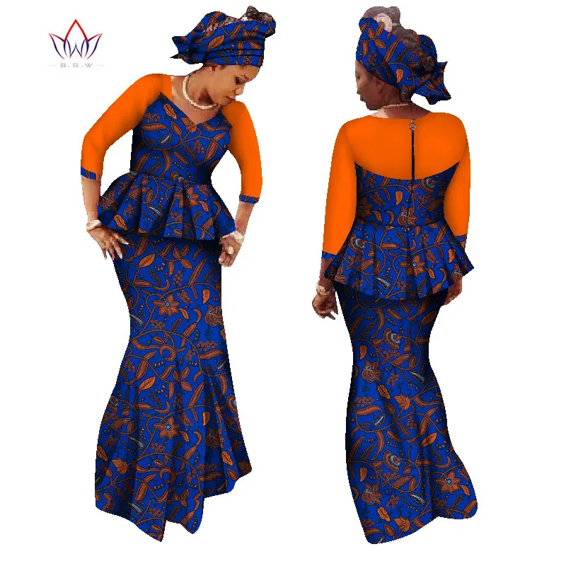 África Conjunto de Falda para las Mujeres Dashiki Top y Falda de África ropa Bazin Más el Tamaño de la Tradicional Africana Ropa WY1325 0