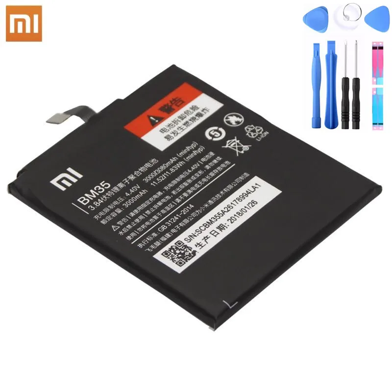 Original Xiaomi Batería BM35 bm35 Xiaomi Mi 4C Mi4c 3080mAh Reemplazo de la Batería de Polímero de Litio del Teléfono Celular de Bateria 0