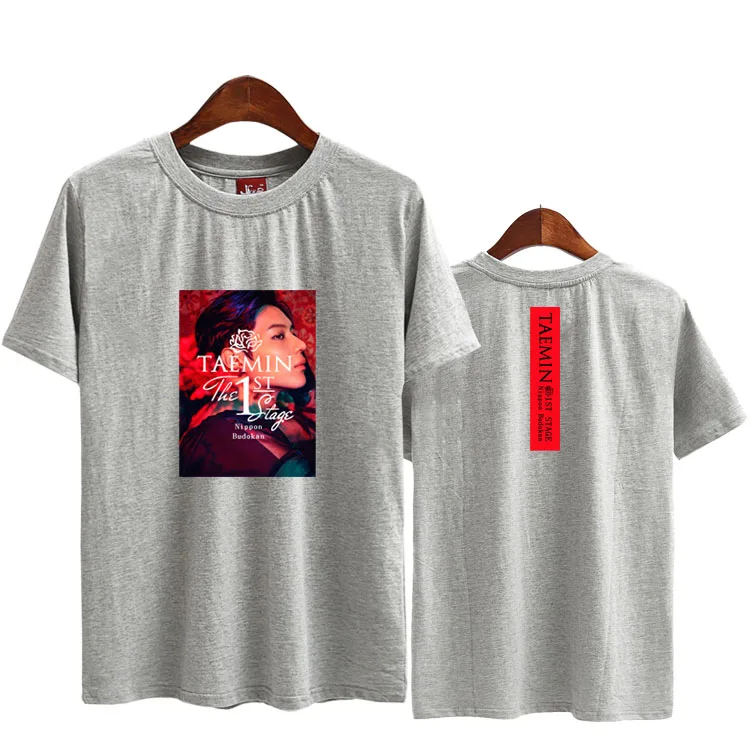Estilo de verano shinee taemin la primera etapa de conciertos misma impresión o de cuello de manga corta t shirt unisex kpop suelta la camiseta 0