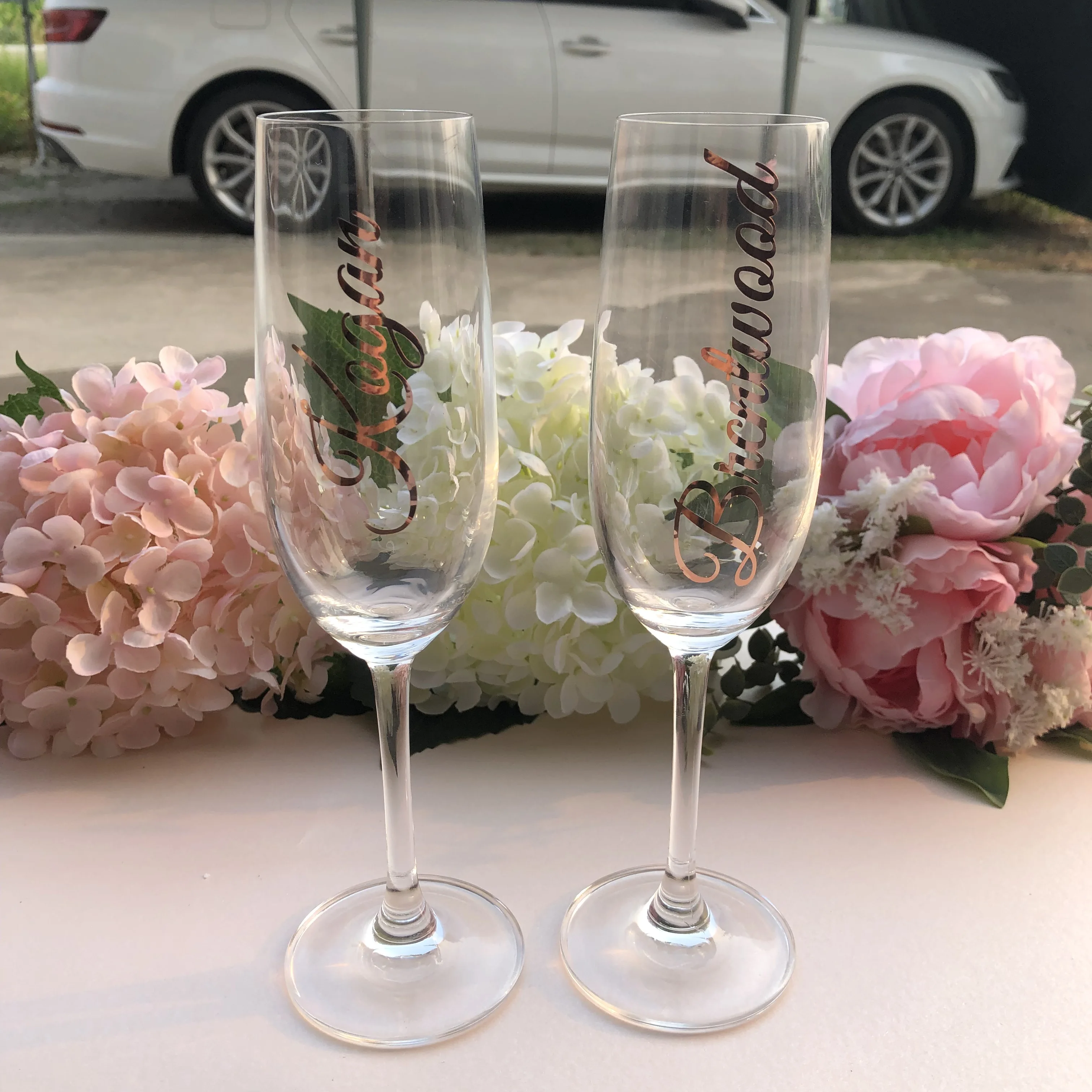 Personalizado de dama de honor de oro Rosa de Calcomanía Etiqueta de nombre para la Fiesta de Boda flautas de champán copas de vino Personalizadas gafas de nombre de Pegatinas 0