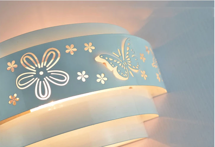 Morden lámparas de pared Minimalista de la mariposa de la flor tallada LED E27 luz de Pared,blanco estereoscópica de Hierro cubierta de espejo frontal /kits de dormitorio 0