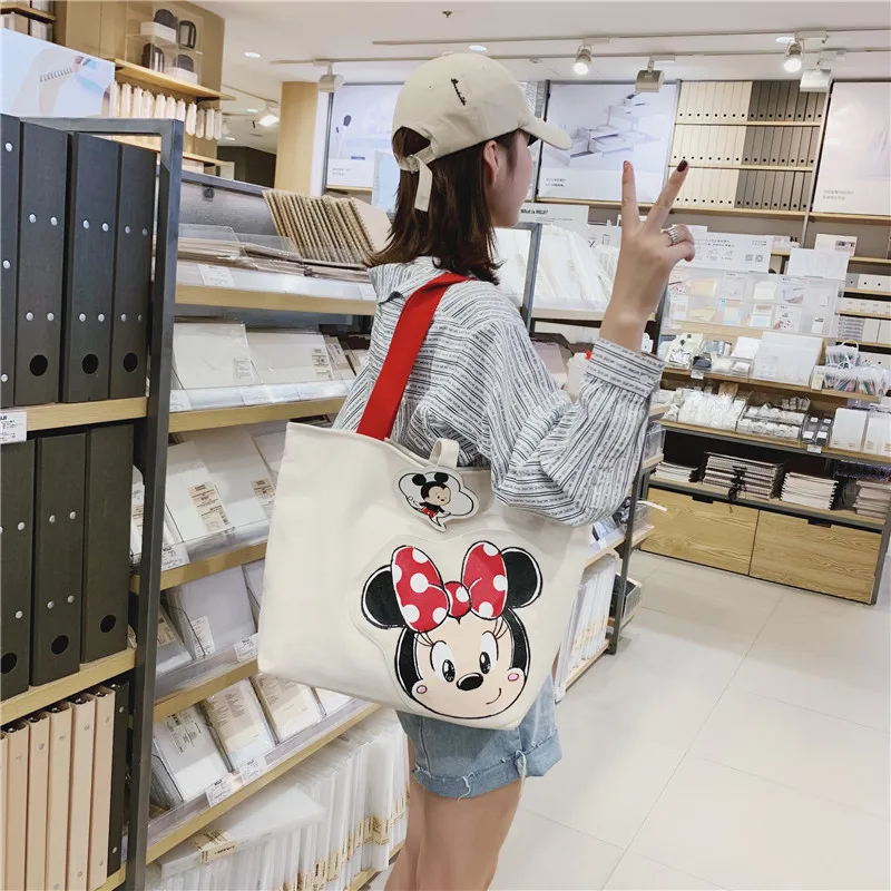 Disney nueva gran bolso de la mujer de la bolsa de 2019 lindo de dibujos animados de Mickey de la capacidad grande del bolso de la chica de hombro de la lona bolso bolsos bolso 0