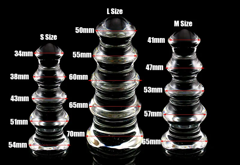 BEEGER pagoda tipo de vidrio transparente bolas anales butt plug punto g en el ano dilatador estimulador consolador de grandes anal tapones,3 tamaño de elegir 0