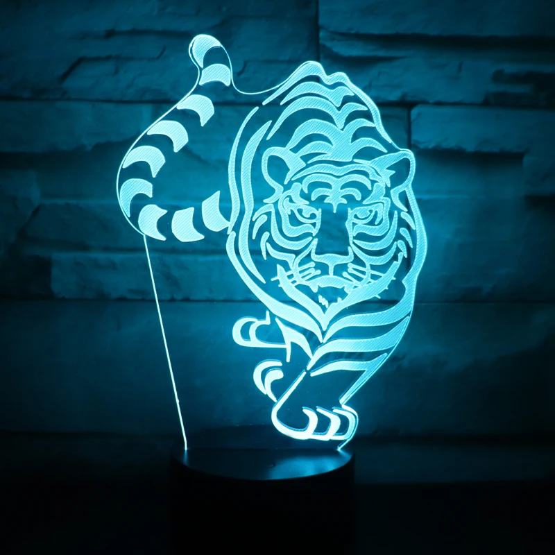 3D LED Luz de la Noche del Tigre Venir a Usted con 7 Colores de Luz para la Decoración del Hogar de la Lámpara Increíble Visualización Ilusión Óptica Impresionante 0