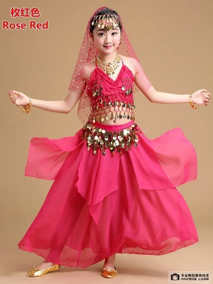 El Rendimiento De Las Niñas De Danza Del Vientre Traje Conjunto De Los Niños De La India La Danza Niño Bailarina De Bellydance Dancewear Chica Egipto Trajes De Baile 0