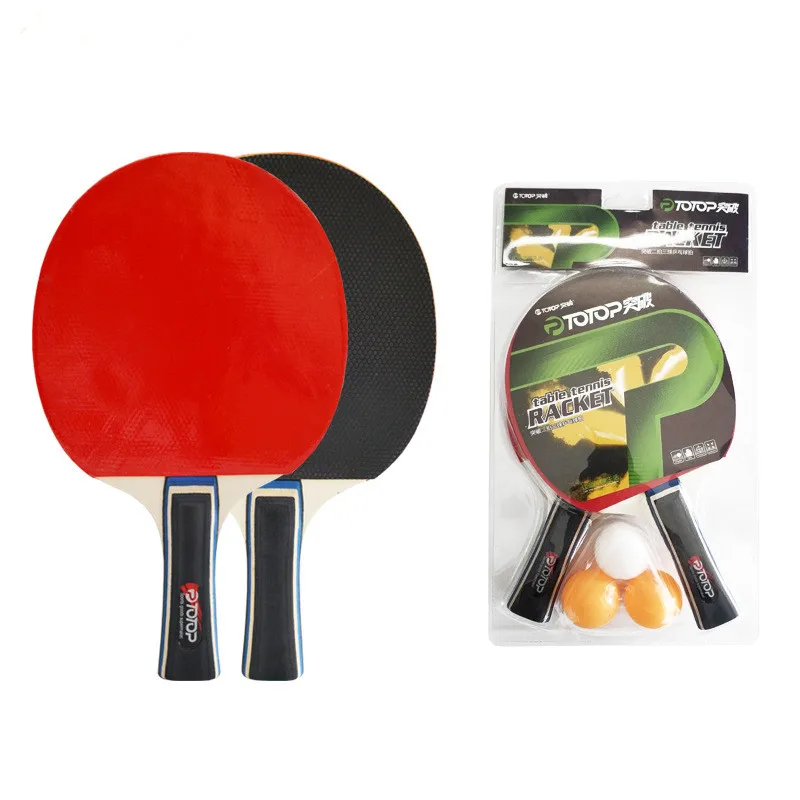 2pcs/Bolsa de raqueta de Tenis de Mesa Raqueta de Doble Cara de Espinillas En Corto/Largo Mango de Pala de Ping Pong Con 3 Bolas 0