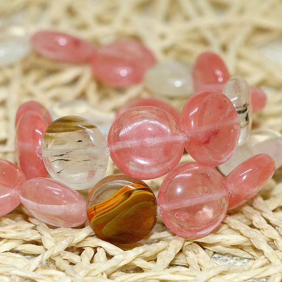 Rosa sandía turmalina cristal de la moneda de forma 12x12mm piedra de jaspe suelta perlas de la joyería 15inch GE391 0