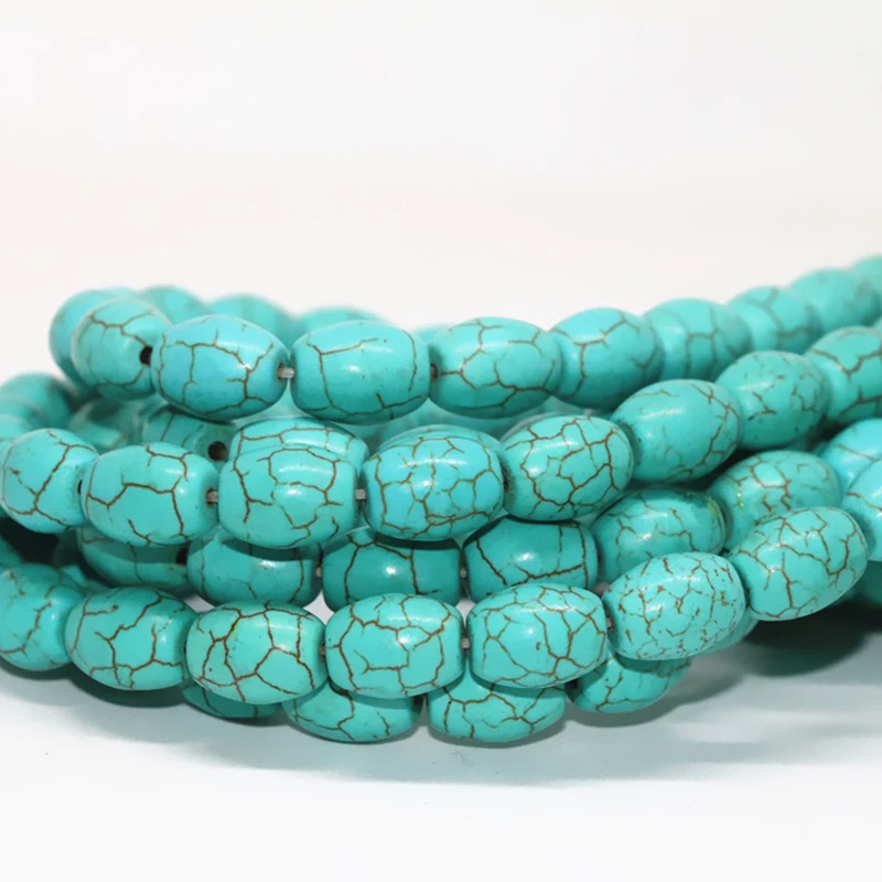 Nuevo de la moda de alta calidad verde calaite turquesas cuentas de piedra de 8*12 mm de arroz de forma de barril suelta perlas de la joyería 15inch B272 0