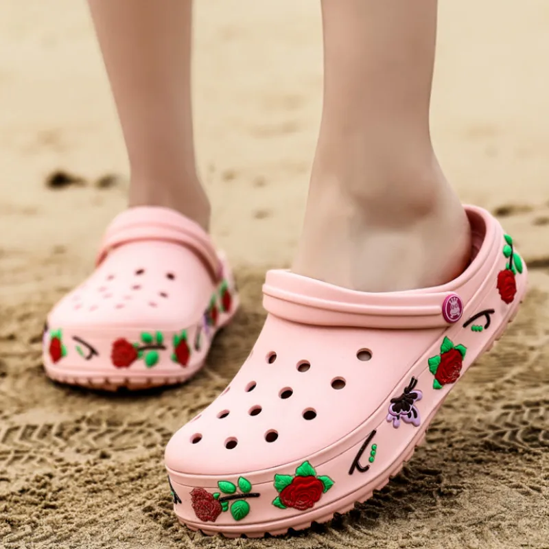Apanzu sandalias para Mujer Zapatos de verano de las señoras de Sandalen Zapatillas Sandalet hombre Sandali Croc playa zuecos para las mujeres de la plataforma de rosa 0