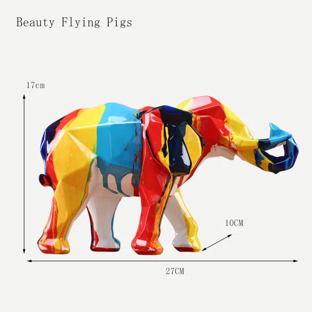 Elefante de Mascota de colores Colores Figuras Geométricas Estatua de Resina de Animales de Arte y Artesanía de la Decoración del Hogar Para la Sala de estar WSHYUFEI 0