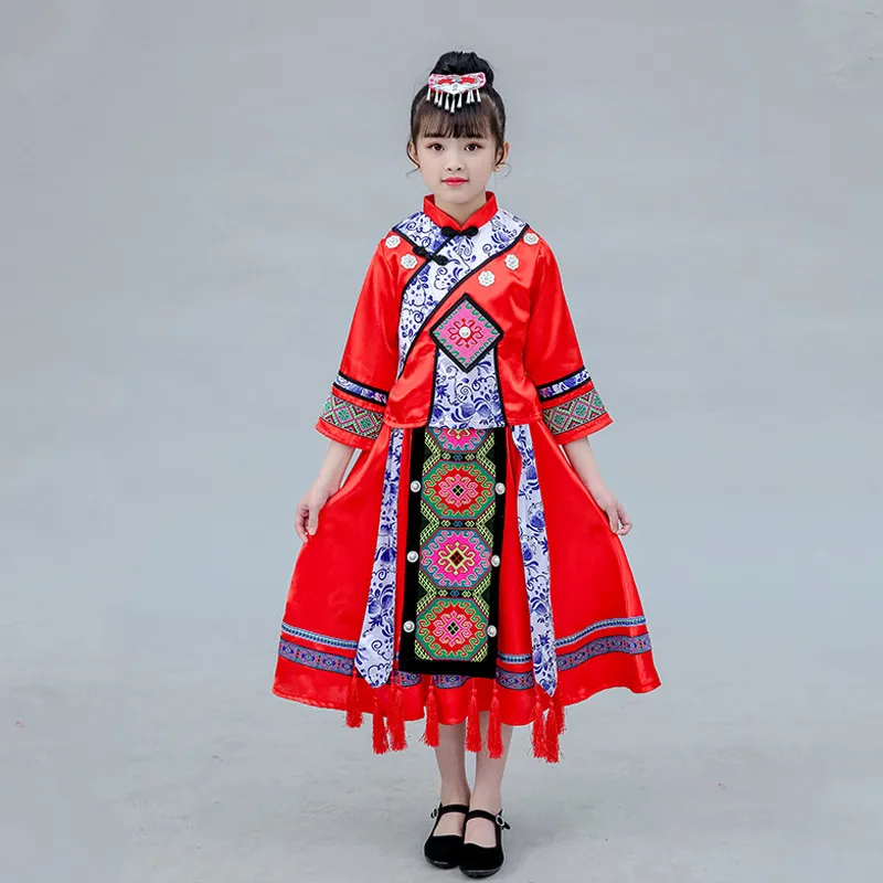 Navidad Y Año Nuevo Baile De Disfraces Para Los Niños De La Etnia Miao Ropa China Folklóricos Danza Traje Ropa Vintage Desempeño En El Escenario 0
