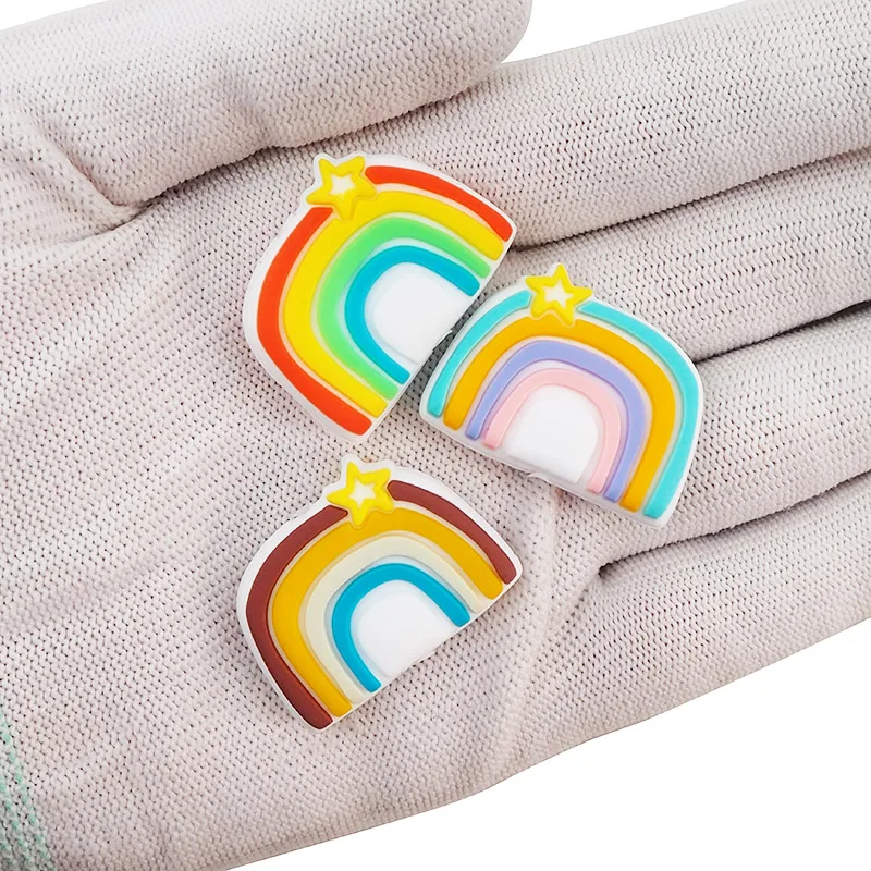 Chenkai 10PCS arco iris de Estrellas de Bebé de Silicona DIY Bebé Chupete Chupete de Enfermería Chupadero Sensorial Juguetes Accesorios de calidad Alimentaria 0