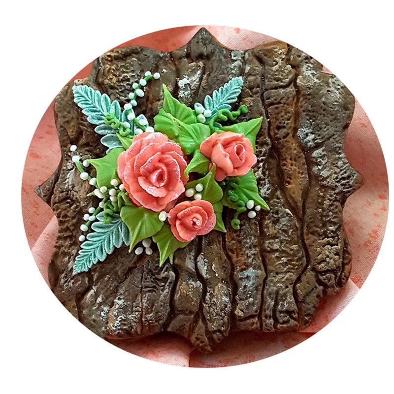 3D de Silicona Moldes de Corteza de Árbol Fondant Decoración de la Torta de Caramelo de Chocolate Sugarcraft Molde de Pastelería Artesanal de la Hornada de la Herramienta 0