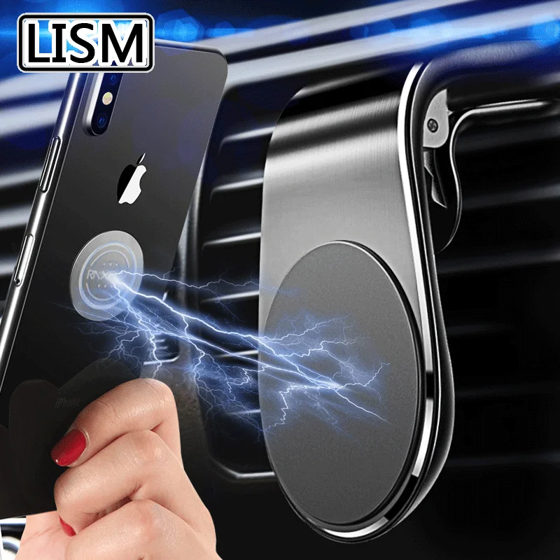 LISM 360 de Metal Magnético de Teléfono para Coche Titular de Soporte para el iphone de Samsung, Xiaomi Coche de la salida de Aire Imán de Stand en el GPS del Coche del soporte de Montaje 0