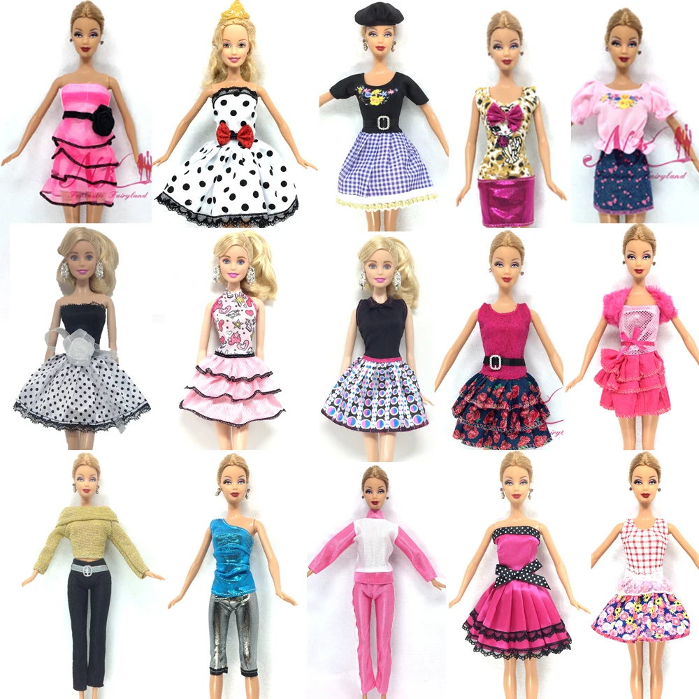NK 10 Set/Lote de la Mezcla de Estilo más reciente de la Muñeca de Vestido de Fiesta Hermosa Ropa de Moda Vestido Para Muñeca Barbie Girls' del Regalo del Bebé Juguetes DZ 0