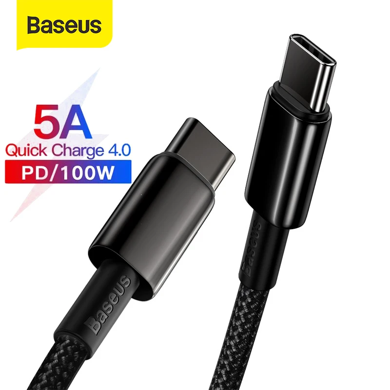 Baseus USB Tipo C Tipo C Cable de Huawei, Xiaomi Redmi 100W de Carga Rápida de Datos Cable de Cargador USB Cable de C Para iPad MacBook Pro 0