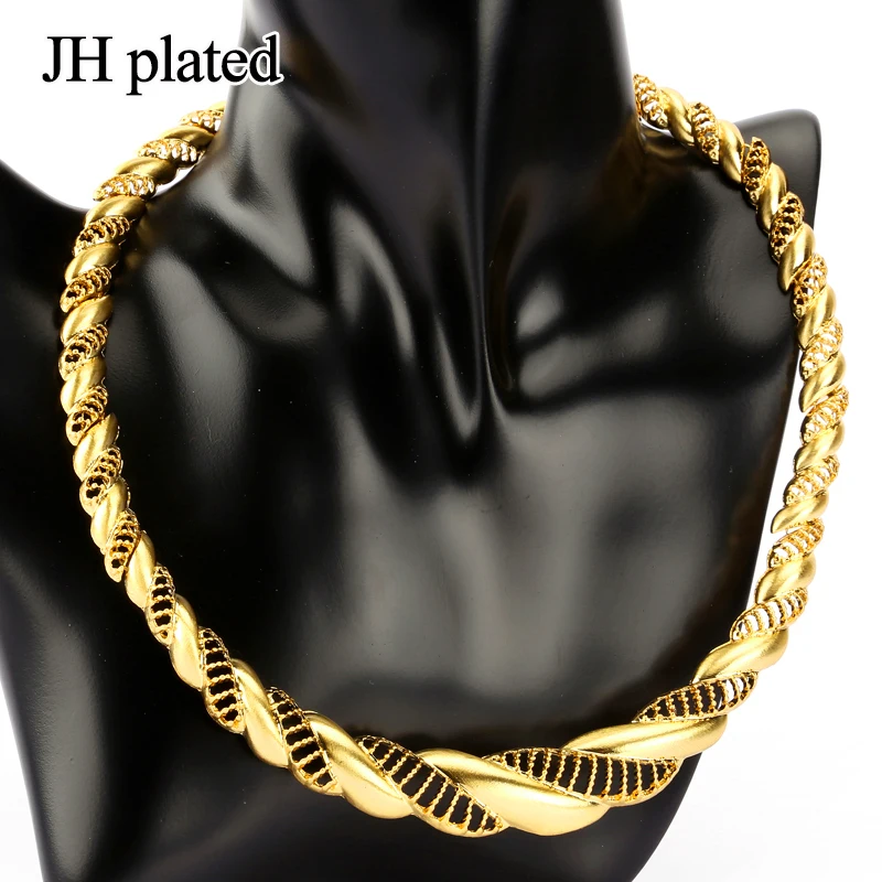 JHplated Árabe conjuntos de Joyas de Oro de Color de Collar Pulsera Pendientes anillo de conjuntos de África/Oriente Medio 0