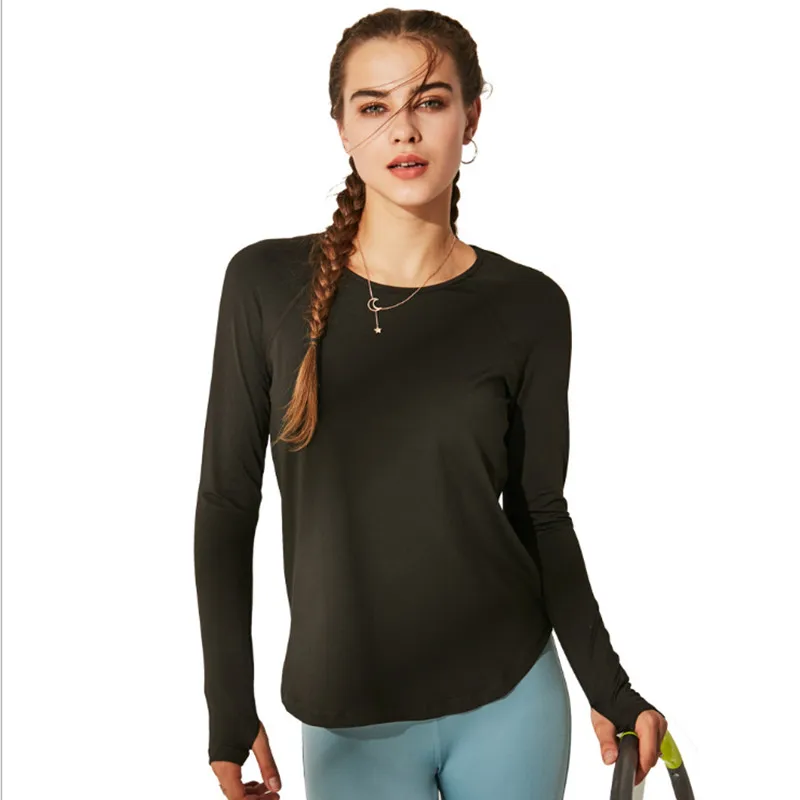Otoño de ropa de Gimnasio Transpirable ropa de deporte Mujer Camiseta Top de Yoga de secado Rápido con Camisa Gimnasio Sport Camiseta de manga Larga 0