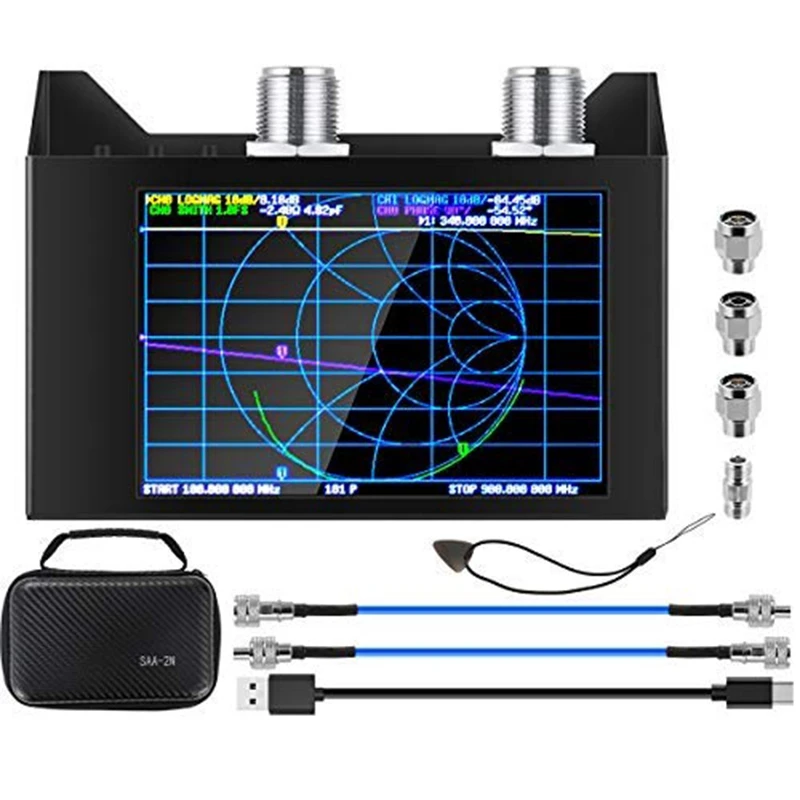 SAA-2N V2.2 Analizador de Red Vectorial de 50 khz-3 ghz HF VHF UHF Antena Analizador de Medición de los Parámetros S,With4Inch Caso de la Pantalla 0