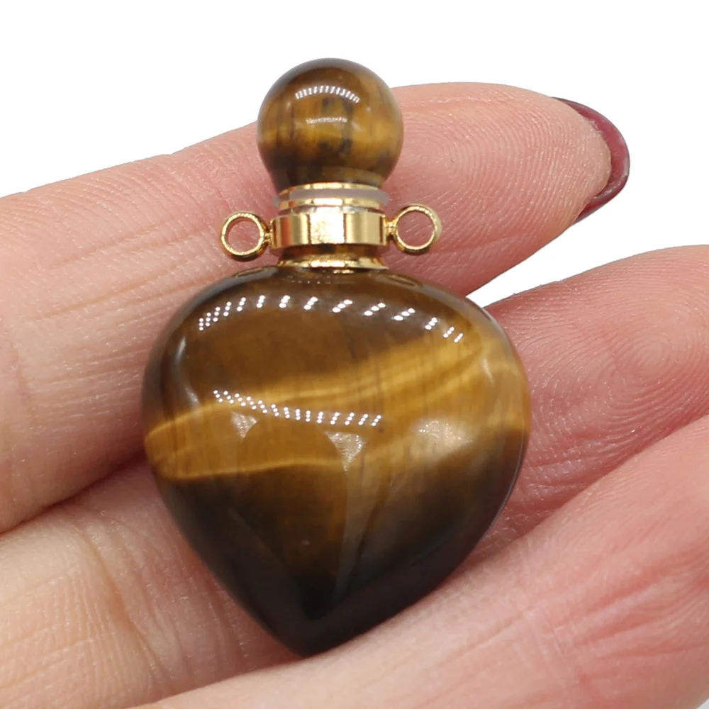 Aceite Natural Difusor de la Botella de perfume Colgante en Forma de Corazón de Piedra de Cristal Colgante del Encanto de la Joyería del Collar de los Dones de sanidad 0