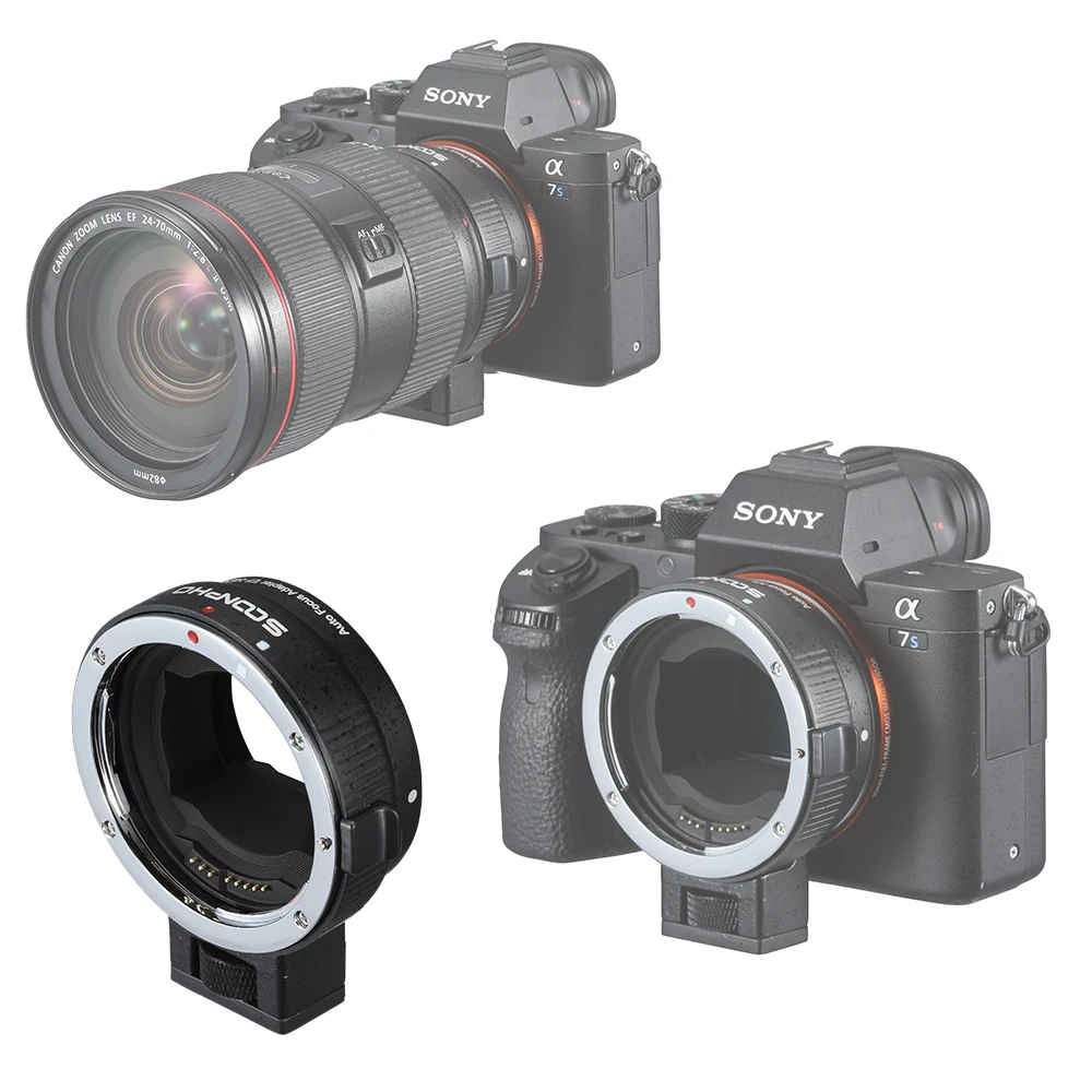Enfoque automático EF-NEX Lente Adaptador de Montaje para Sony Canon EF EF-S E-mount NEX A7, A7R A7s NEX-7 NEX-6 5 Cámara de Fotograma Completo 0