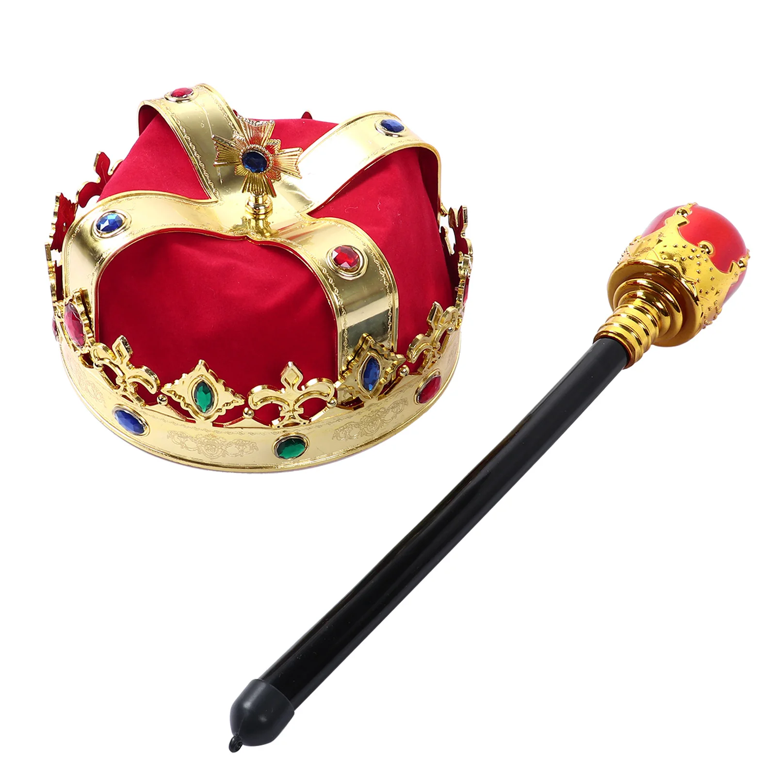 2Pcs Rey de la Corona de Sombrero Cetro de Cosplay Props Niños de Disfraces Accesorios de los Disfraces Rey el Príncipe de la Corona de la Decoración de la Fiesta de Suministros 0