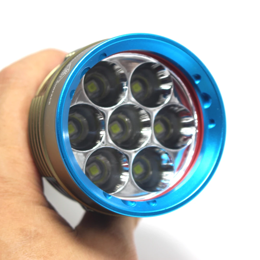Nueva buceo linterna de led de 8000lumen Buceo 150M impermeable 7x XM-L2 T6 LED Linterna Subacuática + Cargador + 3x 26650 Batería 0