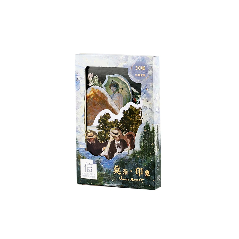 30 Pcs/Set Monet Impresión Europeo de la Pintura de Aceite Postal DIY Tarjetas de Felicitación Revista de Decoración 0