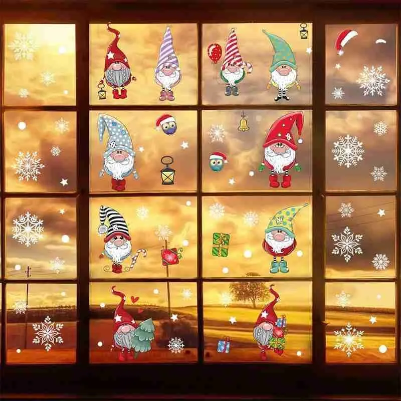 La navidad Pegatinas Escaparate Santa Copo de nieve de Año Nuevo Pegatinas En Windows Feliz Navidad Decoración de Navidad de Navidad Pegatinas de Escaparate 0