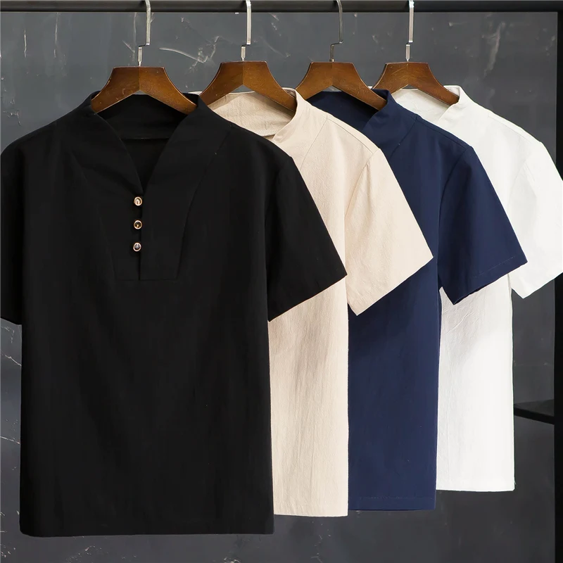 (Camiseta+Short)2020 de la Nueva Llegada de Verano de los Hombres del Estilo Boutique de Algodón y Ropa de camisetas de Alta Calidad Sólidos de los Hombres Ocasionales de Corta Talla M-5XL 0