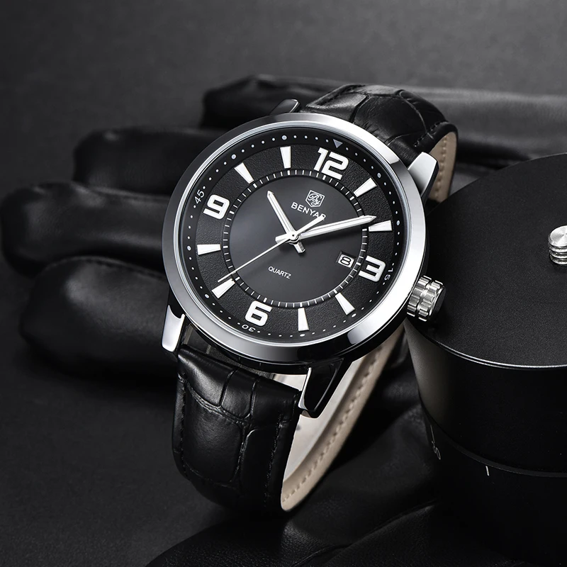 2020 BENYAR marcas de moda, hombres relojes de cuarzo de fecha automática reloj impermeable del deporte del reloj de los hombres de negocios de relojes para los hombres de lujo de nueva 0