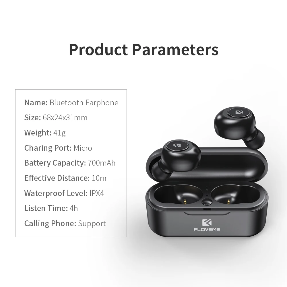 FLOVEME TWS 5.0 Inalámbrico de Auriculares Bluetooth auriculares Auriculares Para el iPhone Xiaomi Mi con Cancelación de Ruido Auriculares con Micrófono 0