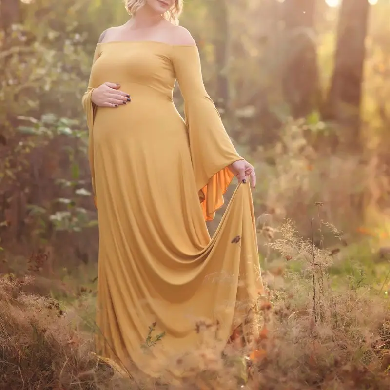 Largo De Maternidad Fotografía Props Embarazo Vestido Para La Sesión De Fotos De Los Hombros Fuera De Embarazadas Vestidos Para Las Mujeres Maxi Vestido De Maternidad 0