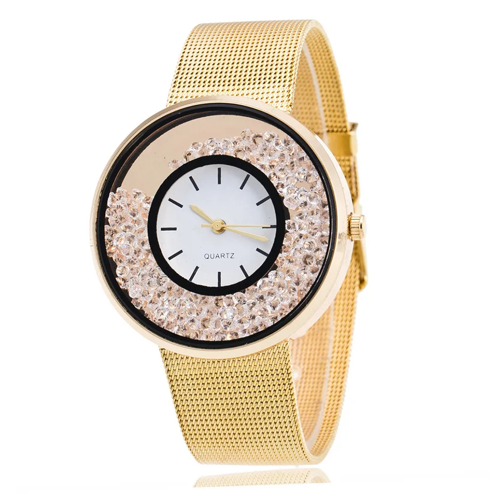 Nuevo de la Moda de diamante de imitación de Alta Calidad Reloj de Vestir de las Señoras de Malla de Metal Reloj de Pulsera de kadin izle Regalo Relogio Feminino 2019 Caliente 0