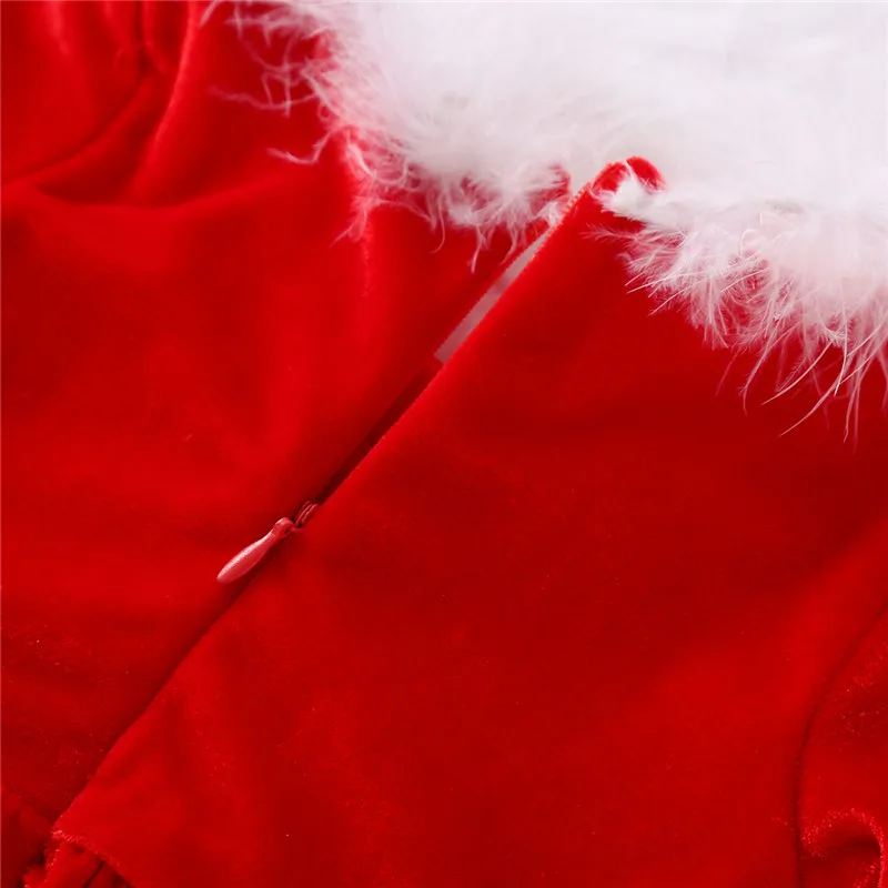 Niño Polar Niños Vestido De Navidad Trajes De Rojo O De Cuello De Manga Larga De Alta Cintura Una Línea De Vestido De Las Niñas De La Ropa 0