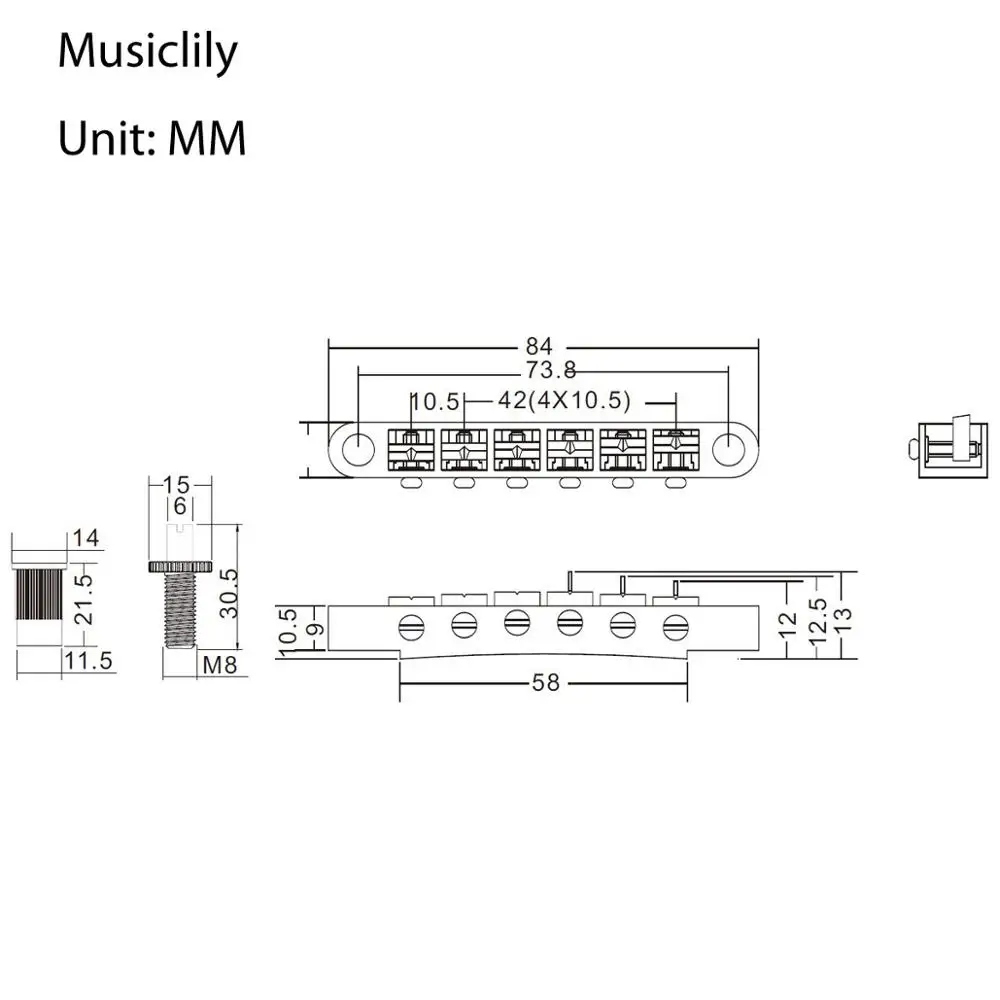 Musiclily Pro 52,5 mm TOM Tune-o-matic Puente para China hizo Epiphone Les Paul Guitarra de Reemplazo, de Oro 0