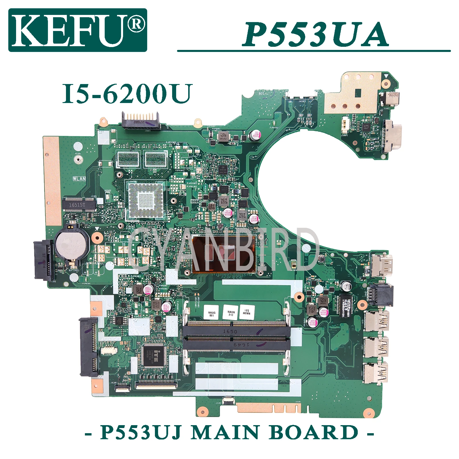 KEFU P553UJ original de la placa base de ASUS P553UA PRO553UJ con I5-6200U GM de la placa base del ordenador Portátil 0