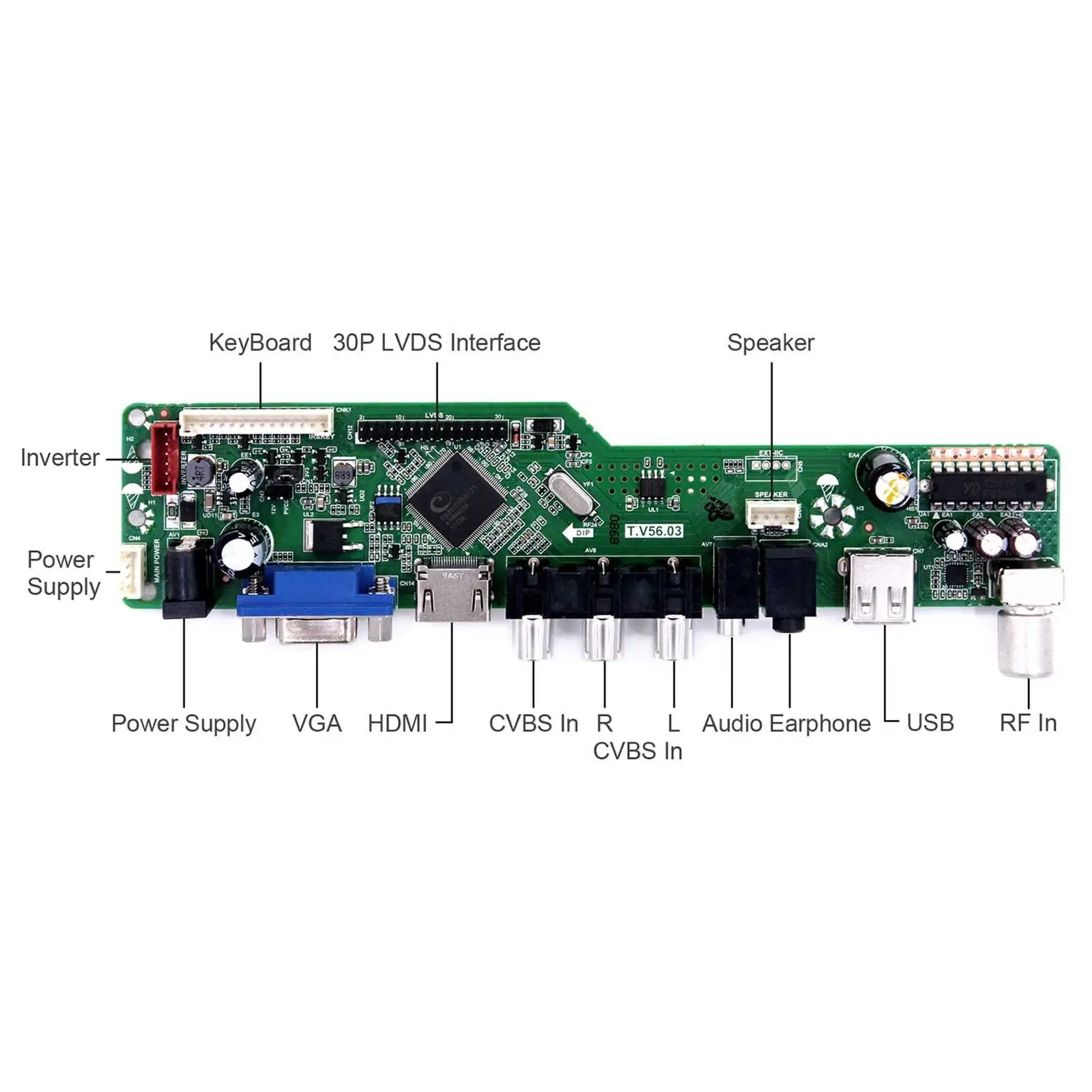 Latumab Nuevo Kit para B140XW01 V9 V. 9 TV+HDMI+VGA+USB del LCD de la pantalla LED del Controlador Controlador de la Junta de 0