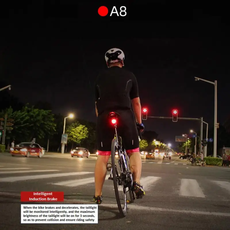 Bicicleta luces Traseras de la Bicicleta antirrobo de Bloqueo de la Alarma se puede cargar mediante USB LED de Luz de la Bicicleta Para Safete de Conducción de Luz Accesorios para Bicicletas 0