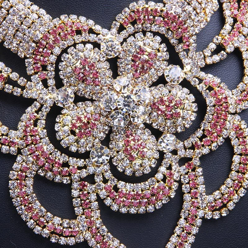 2018 Revestidos de Cristal Conjuntos de Joyas de Novia de Fiesta de la Boda del Collar de los Pendientes de diamantes de imitación de color Rosa Delicado de la Joyería para las Mujeres de Regalo 0