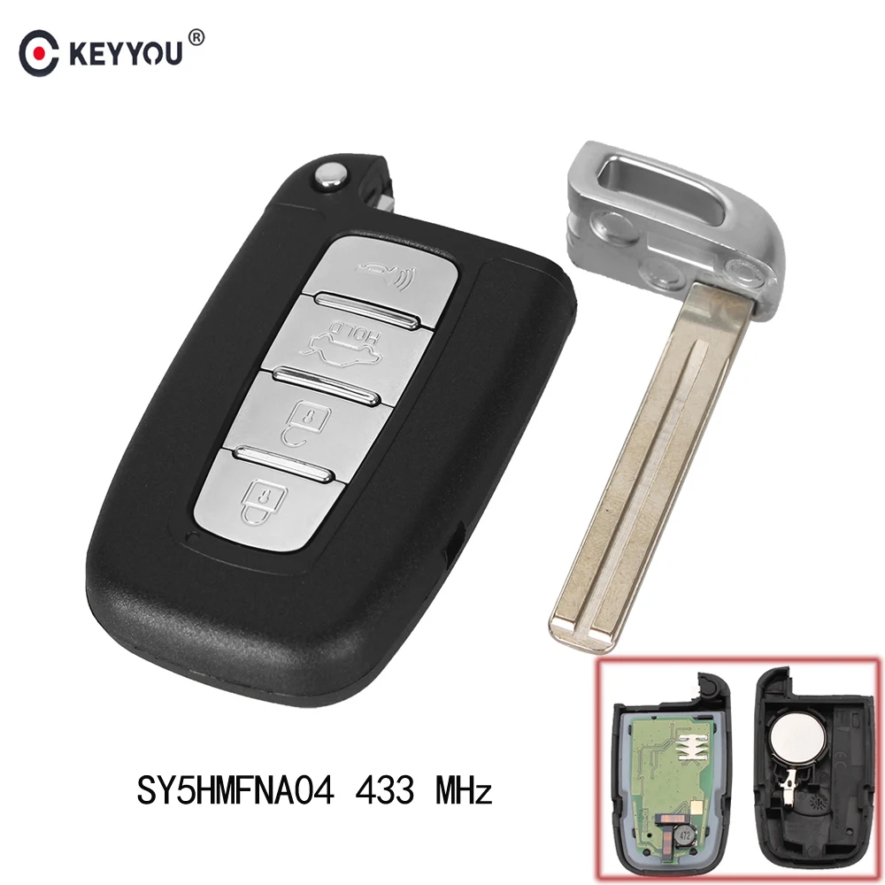 KEYYOU Inteligente tecla del Control Remoto de Entrada Sin llave Fob 4 Botón de 433MHz Con ID46 Chip para Hyundai I30 IX35 SY5HMFNA04 0